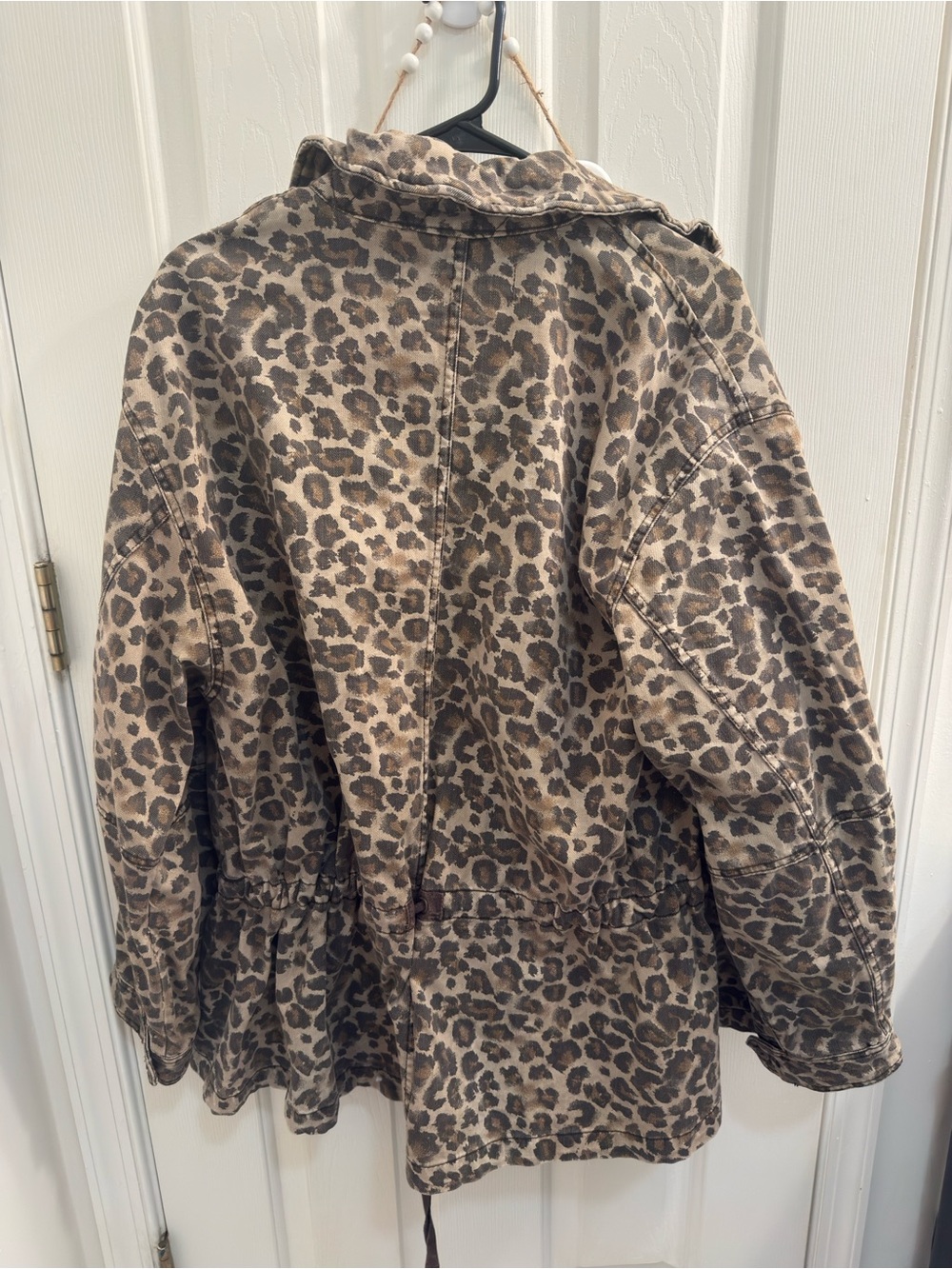 Free People Leopard-Print Utility Jacket in Taupe and Dark Brown - Picture 2 of 2